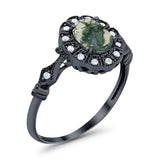 Art Deco Oval Natural Stone Wedding Ring