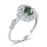 Art Deco Oval Natural Stone Wedding Ring