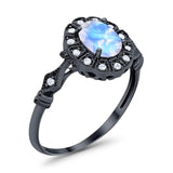Art Deco Oval Natural Stone Wedding Ring