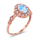 Art Deco Oval Natural Stone Wedding Ring