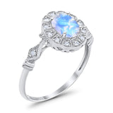 Art Deco Oval Natural Stone Wedding Ring