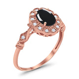 Art Deco Oval Natural Stone Wedding Ring