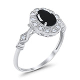 Art Deco Oval Natural Stone Wedding Ring
