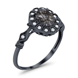 Art Deco Oval Natural Stone Wedding Ring