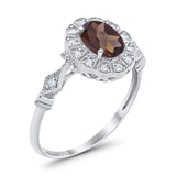 Art Deco Oval Natural Stone Wedding Ring