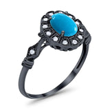 Art Deco Oval Natural Stone Wedding Ring
