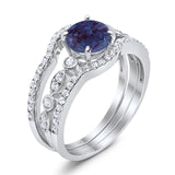 Three Piece Round Natural Stone Bridal Ring