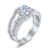 Three Piece Round Natural Stone Bridal Ring