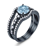Three Piece Round Natural Stone Bridal Ring