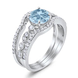 Three Piece Round Natural Stone Bridal Ring