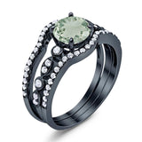 Three Piece Round Natural Stone Bridal Ring
