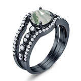 Three Piece Round Natural Stone Bridal Ring