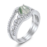 Three Piece Round Natural Stone Bridal Ring