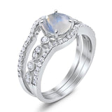 Three Piece Round Natural Stone Bridal Ring