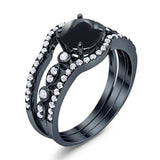 Three Piece Round Natural Stone Bridal Ring