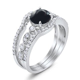 Three Piece Round Natural Stone Bridal Ring