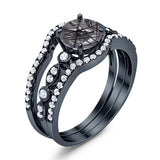 Three Piece Round Natural Stone Bridal Ring