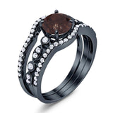 Three Piece Round Natural Stone Bridal Ring