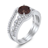 Three Piece Round Natural Stone Bridal Ring