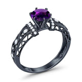 Art Deco Round Natural Stone Floral Ring