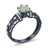 Art Deco Round Natural Stone Floral Ring