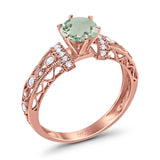 Art Deco Round Natural Stone Floral Ring