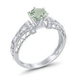 Art Deco Round Natural Stone Floral Ring