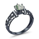 Art Deco Round Natural Stone Floral Ring