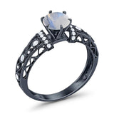 Art Deco Round Natural Stone Floral Ring