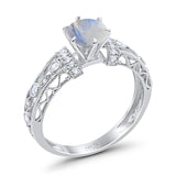 Art Deco Round Natural Stone Floral Ring