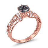 Art Deco Round Natural Stone Floral Ring