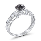 Art Deco Round Natural Stone Floral Ring