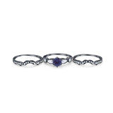 Three Piece Round Natural Stone Cocktail Ring