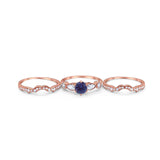 Three Piece Round Natural Stone Cocktail Ring