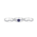 Three Piece Round Natural Stone Cocktail Ring