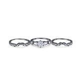 Three Piece Round Natural Stone Cocktail Ring