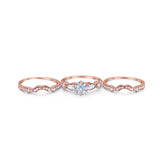 Three Piece Round Natural Stone Cocktail Ring