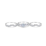 Three Piece Round Natural Stone Cocktail Ring