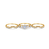 Three Piece Round Natural Stone Cocktail Ring