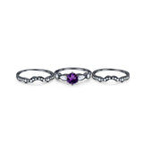 Three Piece Round Natural Stone Cocktail Ring