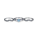 Three Piece Round Natural Stone Cocktail Ring