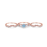 Three Piece Round Natural Stone Cocktail Ring