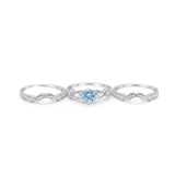 Three Piece Round Natural Stone Cocktail Ring