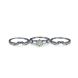 Three Piece Round Natural Stone Cocktail Ring