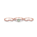 Three Piece Round Natural Stone Cocktail Ring