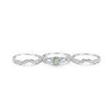 Three Piece Round Natural Stone Cocktail Ring