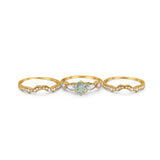 Three Piece Round Natural Stone Cocktail Ring