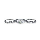 Three Piece Round Natural Stone Cocktail Ring