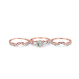 Three Piece Round Natural Stone Cocktail Ring