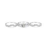 Three Piece Round Natural Stone Cocktail Ring